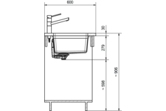 Maris - Onderbouwspoeltafel / 753 x 433 mm / 2 bakken / Zwart Mat