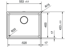 Maris - Vlakbouwspoeltafel / 553 x 433 mm / 1 bak / Zwart Mat