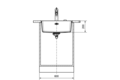 Maris - Vlakbouwspoeltafel / 553 x 433 mm / 1 bak / Zwart Mat