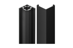 Kit de ferrure pour profilé d’angle en verre et profilé de recouvrement,  noir mat