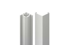 Kit de ferrure pour profilé d’angle en verre et profilé de recouvrement,  blanc mat