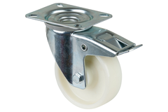 Zwenkwiel+rem d100 h128mm 125kg kunstst.