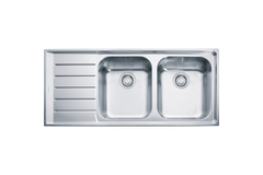 Neptune - Evier à encastrer / 1160 x 510 mm / 2 bassins / Lisse / Egouttoir à gauche