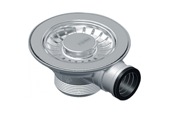 Vidage manuel / Soupape 3 1/2" / Panier amovible intégré / Avec raccord trop-plein