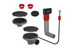 Colorline - Vidage automatique pour 1 cuve 1/2 ou 2 cuves / Trop plein rectangulaire & Bouton poussoir & 2 Entretoises & 2 Caches-bondes ronds inclus / Noir mat