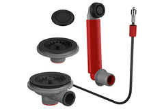 Colorline - Automatische ventielset voor 1 + 1/2 bak of 2 bakken / ronde overloop & drukknop inclusief / Zwart mat