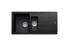 Basis - Evier à encastrer / 970 x 500 mm / 1 + 1/2 bassin / Onyx / Réversible