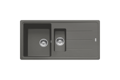 Basis - Evier à encastrer / 970 x 500 mm / 1 + 1/2 bassin / Gris Pierre / Réversible