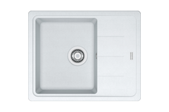BASIS - Evier à encastrer / 620 x 500 mm / Vidage Manuel / Blanc métallisé