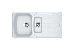 Antea - Inbouwspoeltafel / 970 x 500 mm / 1+1/2 bak / Metaal Wit / Omkeerbaar