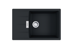Centro - Evier à encastrer / 780 x 500 mm / 1 bassin / Noir Mat / Réversible