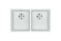 Maris - Evier à affleurer / 753 x 433 mm / 2 bassins / Blanc métallisé