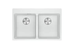 Maris - inbouwspoelbak / 760 x 500 mm / 2 bakken / Metaal Wit