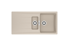 Centro - Inbouwspoeltafel / 1000 x 500 mm / 1+1/2 bak / Koffieroom / Omkeerbaar