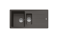 Basis - Evier à encastrer / 970 x 500 mm / 1 + 1/2 bassin / Gris Ardoise / Réversible