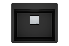 KUBUS 2.0 PRO - Cuve à encastrer / 1 bassin / 534 x 400 x 220 mm / Vidage manuel / Noir mat + Set 3 accessoires