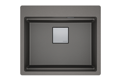 KUBUS 2.0 PRO - Inbouwspoelbak / 1 bak / 534 x 400 x 220 mm / Manuele lediging / Steengrijs + Set 3 accessoires