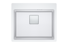 KUBUS 2.0 PRO - Cuve à encastrer / 1 bassin / 534 x 400 x 220 mm / Vidage manuel / Blanc métallisé + Set 3 accessoires