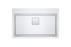 KUBUS 2.0 PRO - Cuve à encastrer / 1 bassin / 734 x 400 x 220 mm / Vidage manuel / Blanc métallisé + Set 3 accessoires