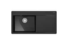MYTHOS X - Inbouwspoeltafel / 1 bak XL / 1000 x 510 mm / Verlek rechts / Automatische lediging / Drukknop / Onyx