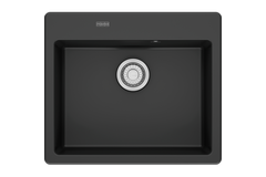 MYTHOS X - Inbouwspoelbak / 1 bak / 500 x 380 x 190 mm / Automatische lediging / Drukknop / Antraciet