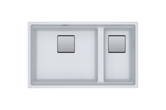 Kubus 2.0 - Evier à sous-encastrer / 760 x 460 mm / 1 + 1/2 bassin / Blanc metallisé