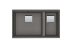 KUBUS 2.0 PRO - Cuve à sous-encastrer / 2 bassins / 760 x 460 x 200 mm / Vidage manuel / Gris pierre + Set 3 accessoires