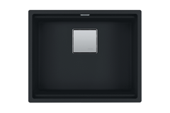 KUBUS 2.0 PRO - Cuve à sous-encastrer / 1 bassin / 520 x 420 x 200 mm / Vidage manuel / Noir mat  + Set 3 accessoires