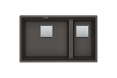 KUBUS 2.0 PRO - Onderbouwspoelbak / 2 bakken / 760 x 460 x 200 mm / Manuele lediging / Leigrijs + Set 3 accessoires