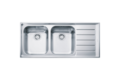 Neptune - Vlakbouw- & SlimTopspoeltafel / 1164 x 514 mm / 2 bakken / Glad / Druipblad rechts