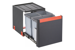 Cube - Séparateur de déchets / Ouverture latérale / 400 mm / 1 x 14 l + 2 x 7 l  / Raccord porte-récipient