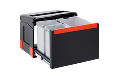 Cube - Afvalsorteersysteem / Zijdelingse deuropening / 500  mm/ 1 x 14 l + 2 x 8 l / Deurmeenemer