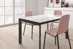 Table ext. poker 110x70 blanc-verre blanc mat 