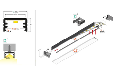 Led profiel Slim8 ac2 Z 3000 zwart geanodiseerd