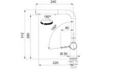 Active L - Eéngreepsmengkraan L met zwenkbare uitloop / Side lever / Zwart Mat