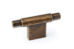 Bouton T PRISMA L78 zamac rustique laiton