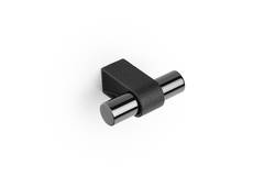 Bouton T CASEY L60 aluminium noir texture / brillant titane noir