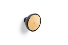 Porte-manteaux BOL Ø45 zamac / bois mat noir / chêne