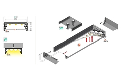 Led profiel Wide24 G/W 2000 zwart geanodiseerd