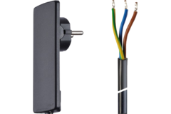 Evoline fiche extra plate avec câble 1.5m noir  250v / 16a