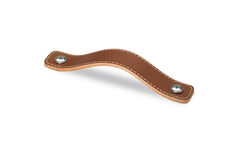 Poignée Nica, entraxe de perçages 128, L 158 mm, B 25 mm, H 3 mm, cuir brun clair
