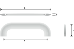 Poignée courbé ea 160mm L 180mm zamac blanc mat 
