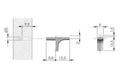 Support d'étagère K-line nickel pin 3mm pour verre