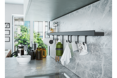 Horizon reling-kit 900mm zwart incl. bevestigingen, 3 haken en rolhouder