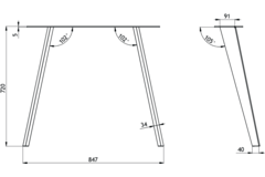 Pietement spider u  72x10x85 noir mat 