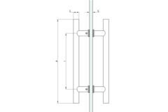 Paire de poignées de tirage rondes, pour verres 6/17,5, B25 L800, inox brillant