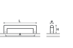 Greep Narona, boorafstand 640, L 652 mm, H 30 mm, ø 12 mm, roestvrij staal geborsteld