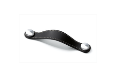 Greep Gela, boorafstand 128, L 150 mm, B 26 mm, H 3 mm, zwart leer