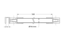 Barre raidisseur mur/verre avec double articulation, pour verres 6/10, L588, chromé