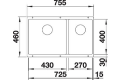 Blanco Subline 430/270-U ga blanc commande manuelle